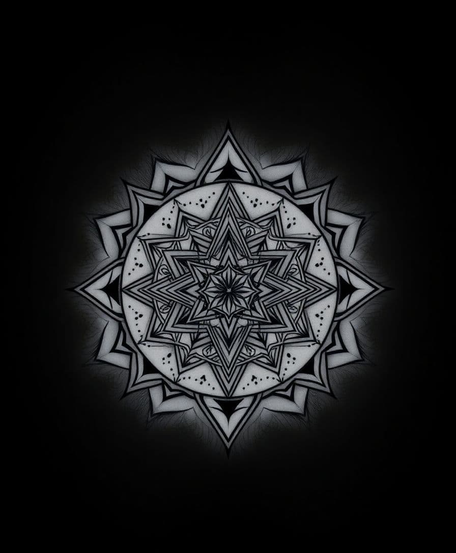 Geometric sacred geometry tattoo - mandala patterns, dotwork, hexagons, metatrons cube, blackwork tattoo